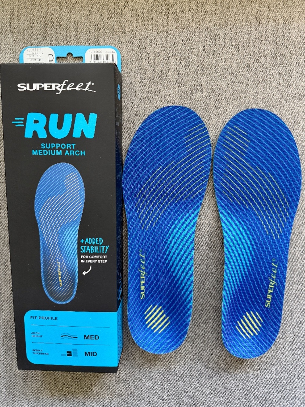 BRAND NEW Superfeet Run Support Insoles Medium Arch (M:7.5-9/W:8.5-10)